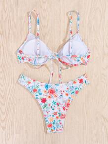 SHEIN Swim Ensemble de bikini sexy avec imprimé floral pour femmes pour la plage d'été
