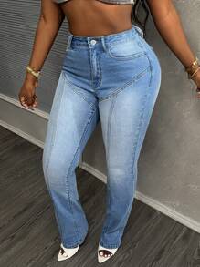 SHEIN Slayr 女性休閒修身口袋牛仔褲 - 藍色 - 查看 6