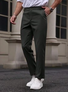 Manfinity Homme Men's Plain Simple Casual Pants For Daily Wear - Black - View 8