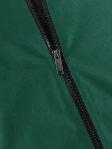 Manfinity Homme Men's Spring/Autumn Rave Baseball Bomber Jacket With Letter Print Long Sleeves, Fall - Green - View 4