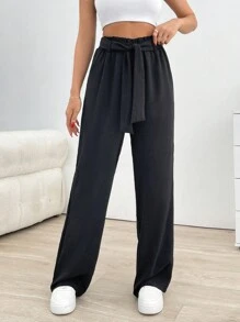 RueChic Women Straight Fit High Waist Pants - Black - View 3