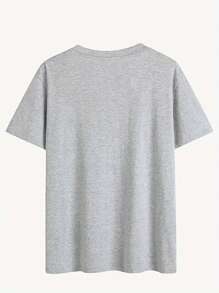 INAWLY Plus Letter Graphic Drop Shoulder Tee Graphic Tees Women Tops