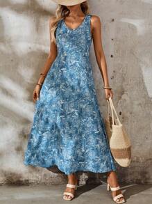 EMERY ROSE 藍色花卉女裝休閒夏日日常裙 - 藍色 - 查看 3
