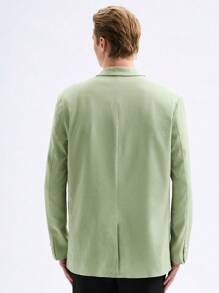 Manfinity NXTstreet Áo khoác blazer nam dáng rộng màu trơn, tay dài, thích hợp cho mùa xuân và mùa thu, thích hợp cho công sở - màu xanh lá - Xem 2