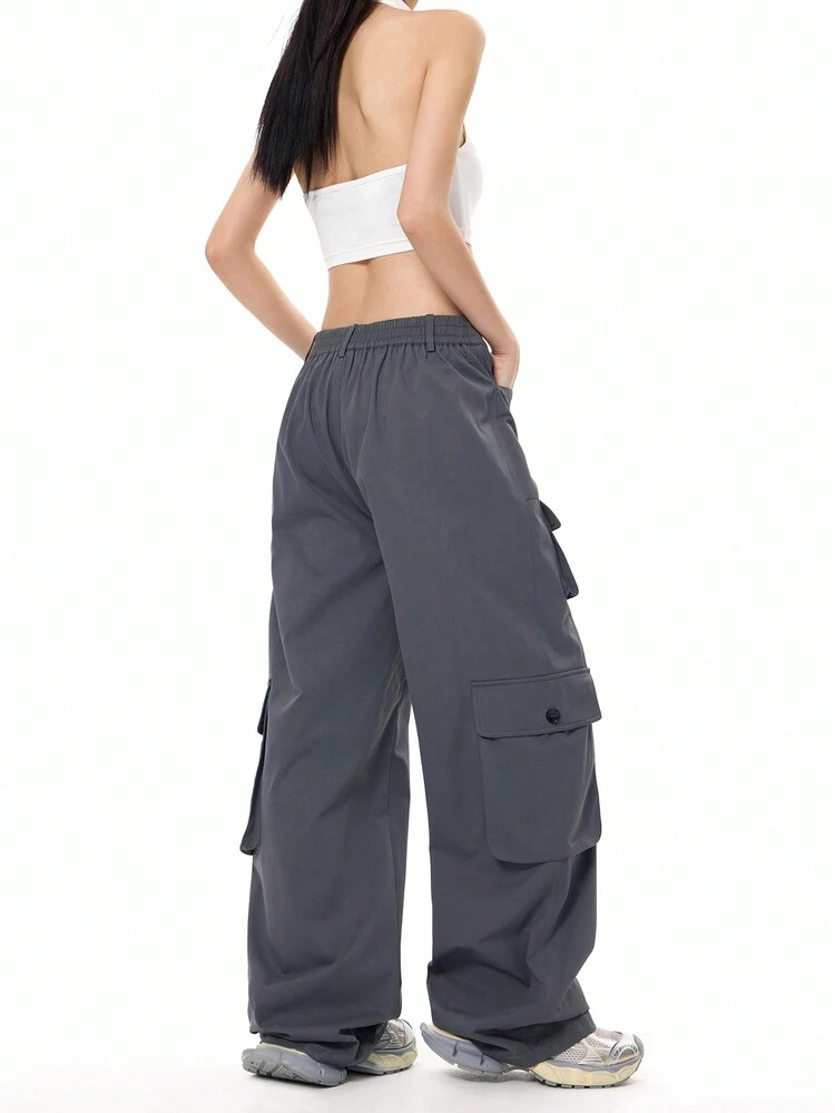 Summer Women's Halter Top With Multiple Pockets & Casual Cargo Pants 2 Pieces Set, Stylish Street-Style