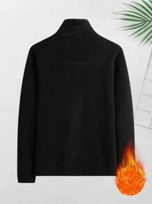 男士熊毛內裡拉鍊外套 - 黑色 - 查看 2