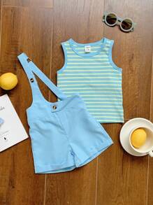 Baby Girl Spring/Summer Cute And Comfortable Embroidered Heart Top With Skirt Set - Multicolor - View 6
