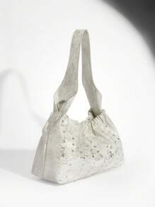 SHEIN BAE Ladies Party Club Evening Bag Rhinestone Shoulder Bag,Teenagers - White - View 3