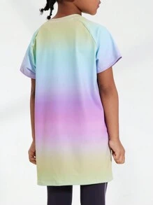 SHEIN 年輕女孩漸層短袖運動裙，夏季 - 彩色 - 查看 2