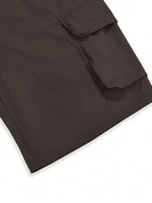 Manfinity Homme Men's Summer Casual Cargo Shorts With Flap Pockets On The Side - Coffee Brown - View 7