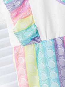 Baby Girl Casual Striped Colorblock Ruffle Romper, Summer - White - View 3