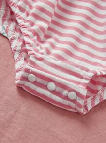 SHEIN 2pcs Baby Girls' Elegant & Cute Dress With Romper And Hat, Spring/Summer