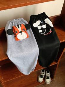 2pcs Young Boys' Cute Casual Sports Tiger/Dog Shaped Pocket Loose Fit Sweatshirt And Pants, Suitable For Travel, School, Spring/Summer/Autumn/Winter - Multicolor - View 3