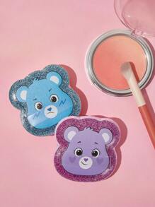 SHEIN X Care Bears 2pcs Heart Teddy Bear Pattern Makeup Sponge Set - Multicolor - View 1