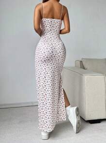 SHEIN EZwear 女式夏季休閑高衩迷你小花吊帶裙 - 彩色 - 查看 2