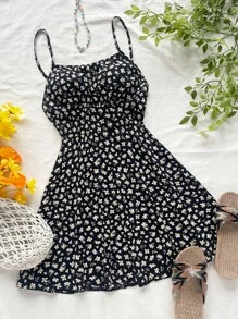 Soleia Vestido de tirantes cruzados con estampado floral para Mujer, Espalda Descubierta, Verano