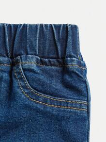 SHEIN Playful Pals 3pcs Baby Boys' All-Match Casual Elastic Waist Jeans, Multipack Chic Autumn/Winter - Multicolor - View 8