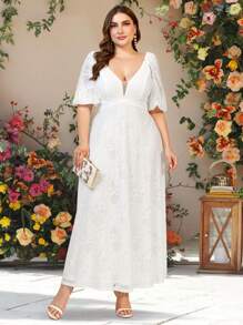 Women Solid Color Simple And Elegant Party Dress - White - View 1