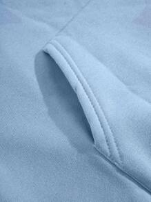 INAWLY Letter Graphic Kangaroo Pocket Drawstring Hoodie