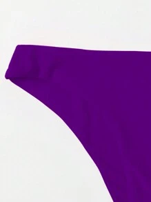 SHEIN Swim Solid Purple Bikini Bottom For Summer Beach - Violet Purple - View 5