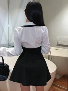 DAZY Women Solid Button Front Overall Dress Sundress,Casual Women Dresses - Black - View 5