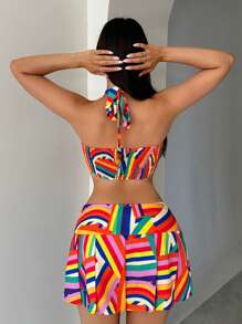 SHEIN SXY Two Pieces Outfits Summer Sets Summer Outfits Super Cut Top And Extra Skirt