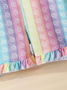 Baby Girl Casual Striped Colorblock Ruffle Romper, Summer - White - View 6