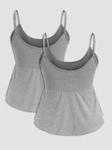 Flirla Camisola de verano de talla grande con dobladillo con volantes y unicolor - Gris - Ver 2