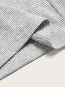 Slaydiva 简约休闲弹力针织喇叭女裤，带不对称交叉腰带，适合运动、居家和户外活动 - B - 灰色 - 查看 3