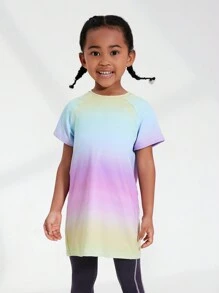 SHEIN 年輕女孩漸層短袖運動裙，夏季 - 彩色 - 查看 4