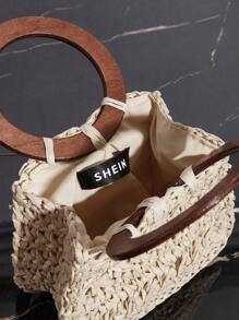 SHEIN SXY 女士，女式手提包，草编包，时尚，优雅，简约，个性化，适合海滩、度假、假日、夏季、海边，非常适合海滩度假、旅行、购物和度假必需品