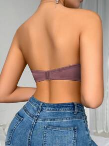 Women's Solid Color Wireless Strapless Bra, 1pc