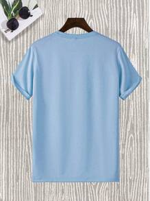 Claim Dot Men's Summer Unreal Shadow & Slogan Printed Round Neck Short Sleeve Casual T-Shirt - Baby Blue - View 2