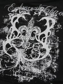 ROMWE Grunge Punk grunge Retro Plant In Lễ hội âm nhạc rock Thường ngày quá khổ hai tông màu Áo thun nữ, trường học - Đen và trắng - Xem 4