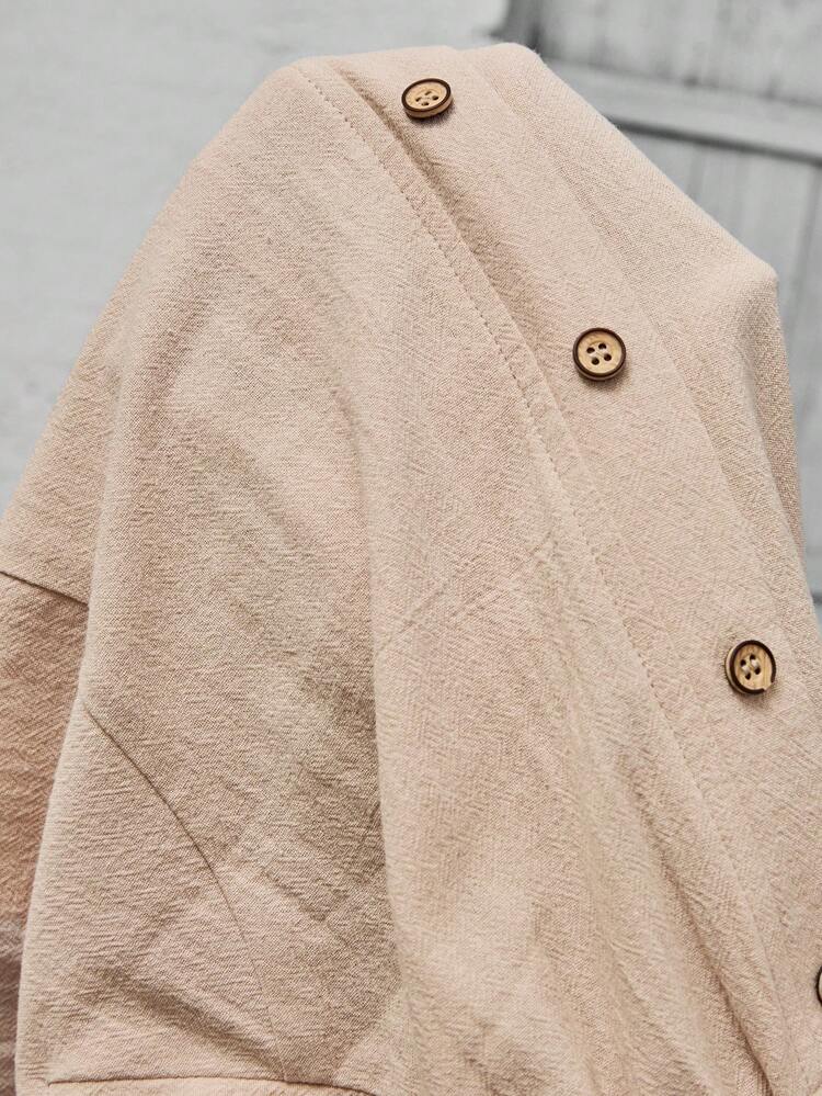 Solid Color Linen Skirt With Pocket, Summer Casual Wear