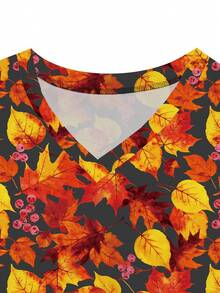 1pc Fruit Print Short Sleeve Scrub Top - Multicolor - View 4