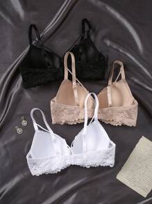 Conjunto de 3 sostenes de encaje para mujer con aro de refuerzo