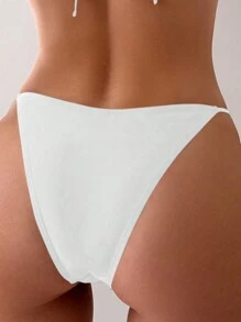 SHEIN Swim White Plain Simple Bikini Bottom For Summer - White - View 2
