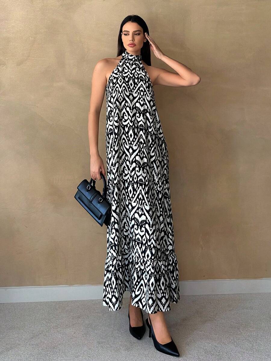 SHEIN Essnce Đầm cổ dây, Váy hoa, Váy dài hoa, Váy in hình, Váy dài đi nghỉ, Váy mùa hè, Áo dài, Váy dài đi biển, Váy nữ - Nhiều màu - Xem 1