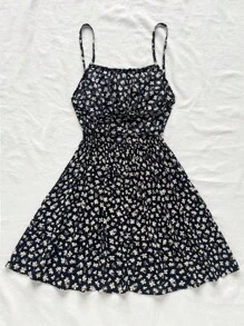 Soleia Vestido de tirantes cruzados con estampado floral para Mujer, Espalda Descubierta, Verano