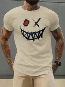 Men Cartoon Graphic Tee - Khaki - View 1