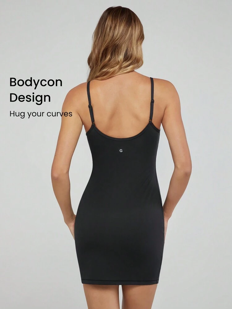 Modal On Track U-Neckline Adjustable Bodycon Dress Daily Spring Slip Dress Summer Dress Party Dress