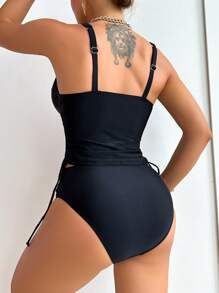 SHEIN Swim Women's Solid Color Basic Camisole For Daily Wear Summer - Black - View 2