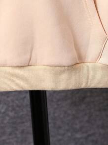 Tween Boys Kangaroo Pocket Half Button Hooded Tee Without Sweatshirt - Apricot - View 5