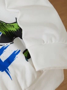 SHEIN Chłopięca bluza z długim rękawem i nadrukiem Tween z literami i dinozaurami