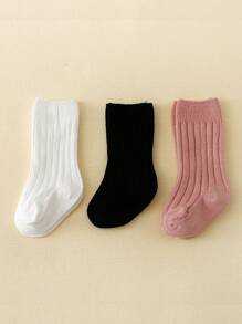 3對寶寶女孩簡約條紋打底褲，基礎款式適合所有季節 - 彩色 - 查看 5