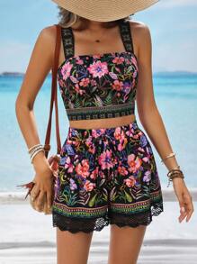 SHEIN VCAY Dames zomer casual vakantie bloem bedrukte mode shorts