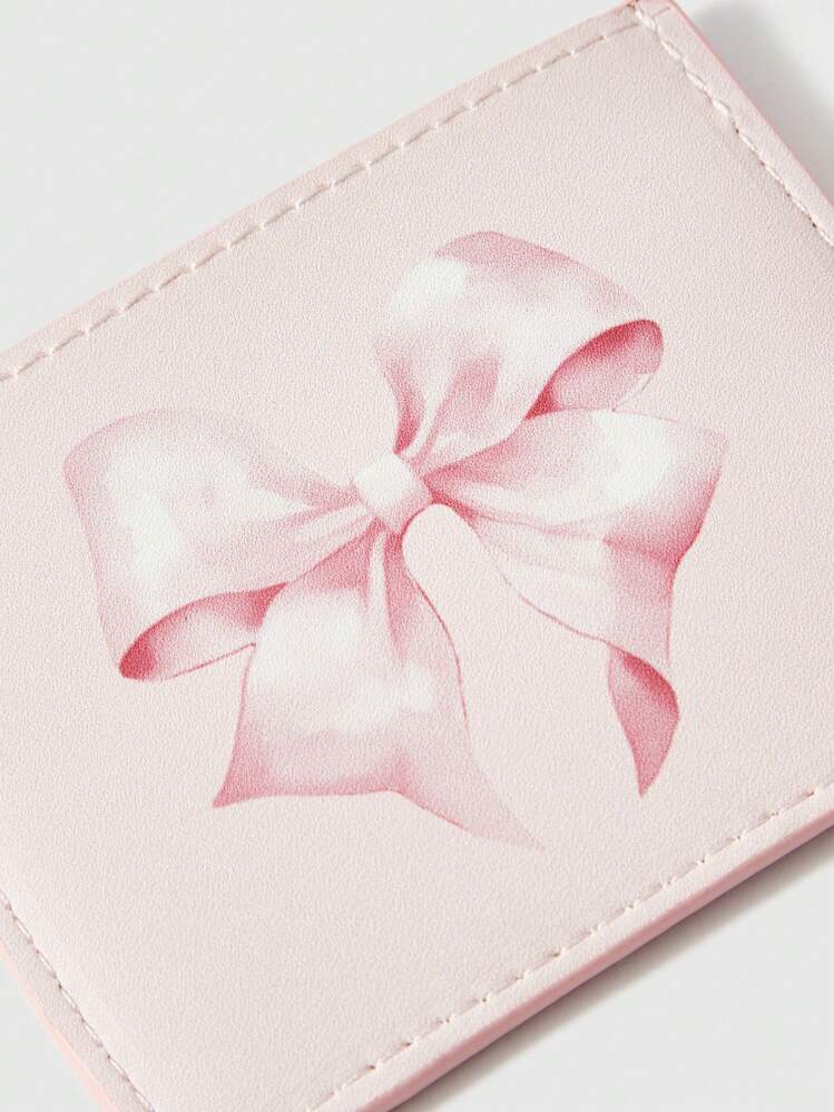 ROMWE Fairycore 1入組粉色蝴蝶結可愛少女風Kawaii卡片錢包 - 粉色 - 查看 3