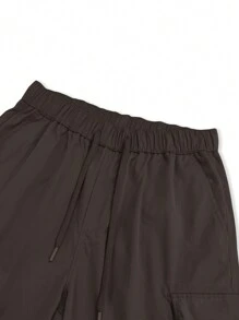 Manfinity Homme Men's Summer Casual Cargo Shorts With Flap Pockets On The Side - Coffee Brown - View 5