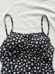 Soleia Vestido de tirantes cruzados con estampado floral para Mujer, Espalda Descubierta, Verano